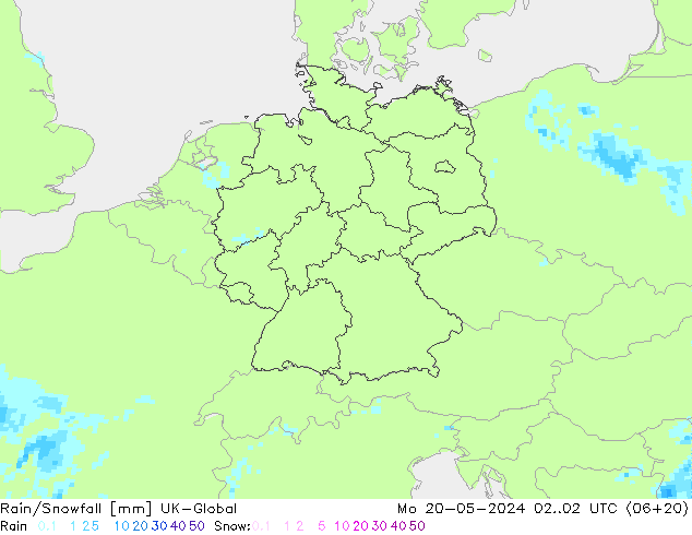 Regen/Schneefall UK-Global Mo 20.05.2024 02 UTC