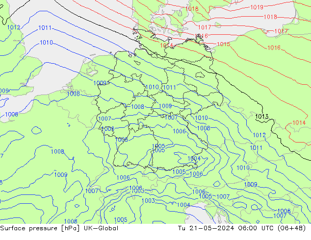 приземное давление UK-Global вт 21.05.2024 06 UTC