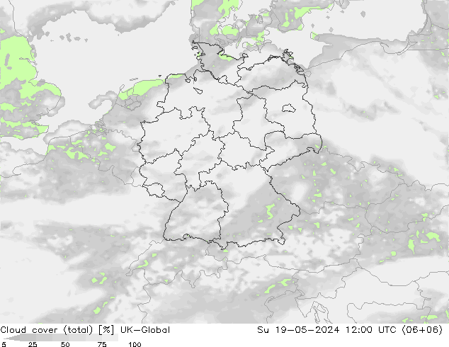 Wolken (gesamt) UK-Global So 19.05.2024 12 UTC