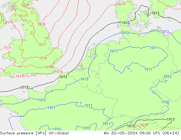 Luchtdruk (Grond) UK-Global ma 20.05.2024 06 UTC
