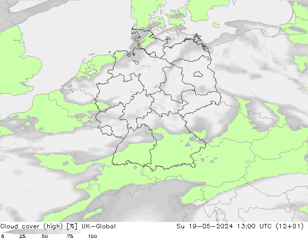 Bewolking (Hoog) UK-Global zo 19.05.2024 13 UTC