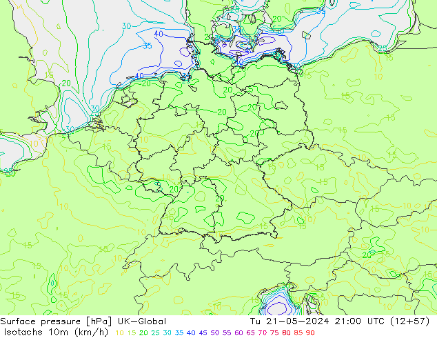 Isotaca (kph) UK-Global mar 21.05.2024 21 UTC