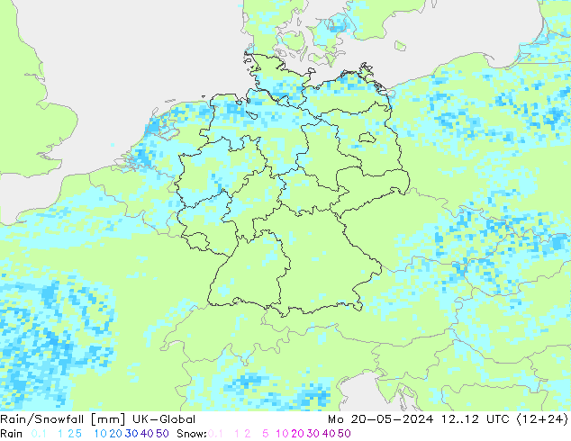 Regen/Schneefall UK-Global Mo 20.05.2024 12 UTC