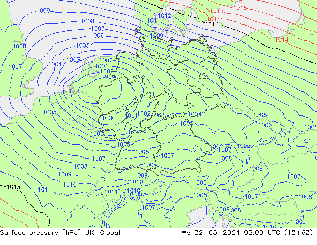 pression de l'air UK-Global mer 22.05.2024 03 UTC