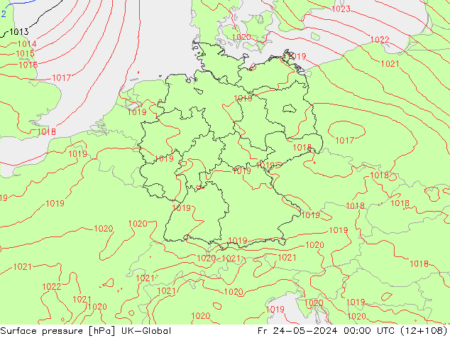 pression de l'air UK-Global ven 24.05.2024 00 UTC