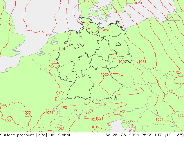 Surface pressure UK-Global Sa 25.05.2024 06 UTC