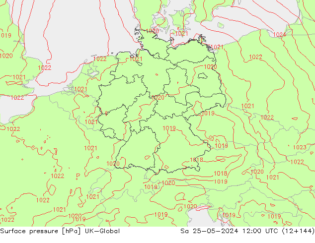 приземное давление UK-Global сб 25.05.2024 12 UTC