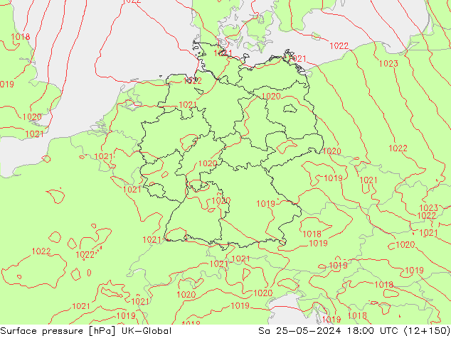 приземное давление UK-Global сб 25.05.2024 18 UTC