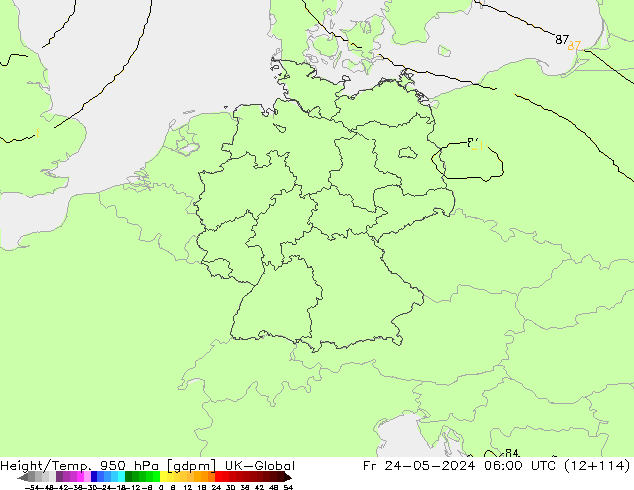 Height/Temp. 950 hPa UK-Global  24.05.2024 06 UTC