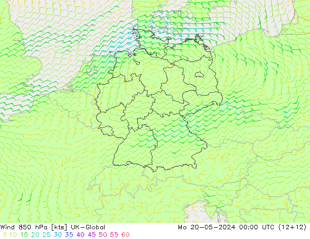 Vento 850 hPa UK-Global Seg 20.05.2024 00 UTC