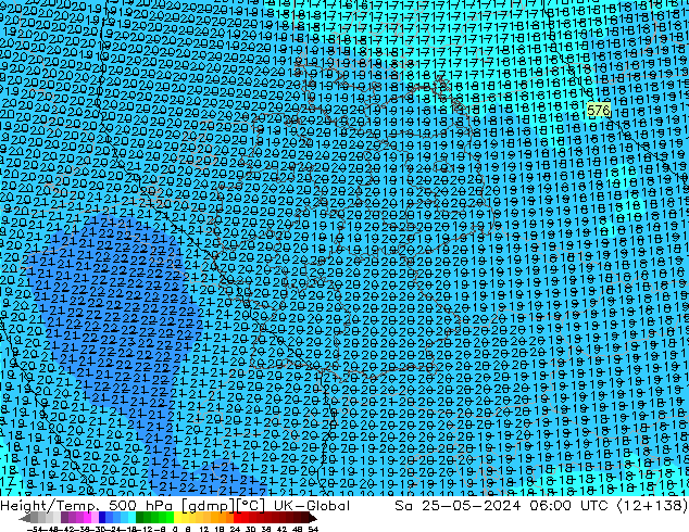 Hoogte/Temp. 500 hPa UK-Global za 25.05.2024 06 UTC