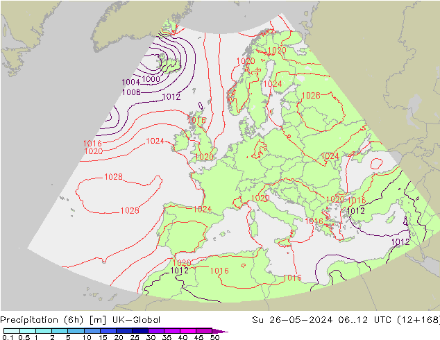 Yağış (6h) UK-Global Paz 26.05.2024 12 UTC