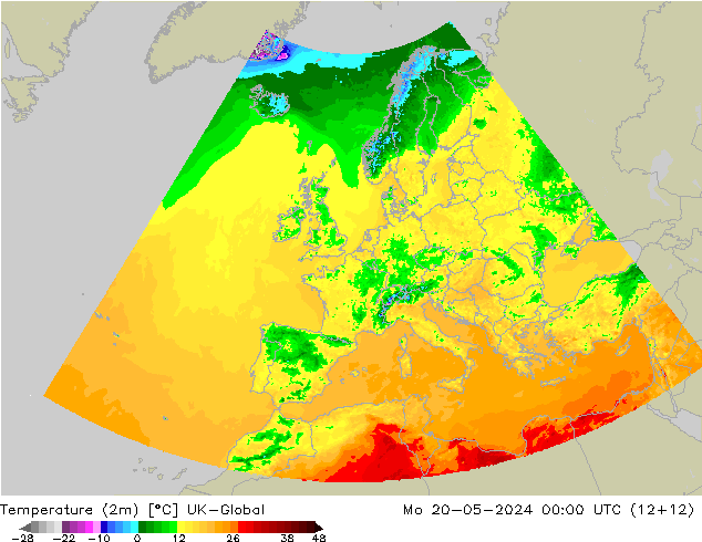 Temperatura (2m) UK-Global lun 20.05.2024 00 UTC