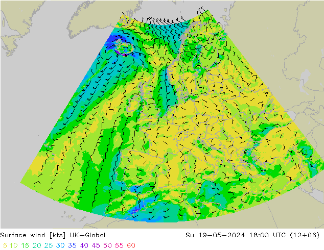 风 10 米 UK-Global 星期日 19.05.2024 18 UTC