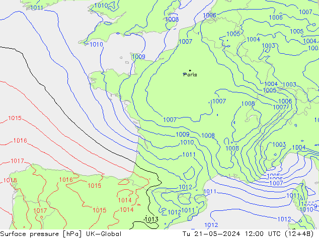 Luchtdruk (Grond) UK-Global di 21.05.2024 12 UTC