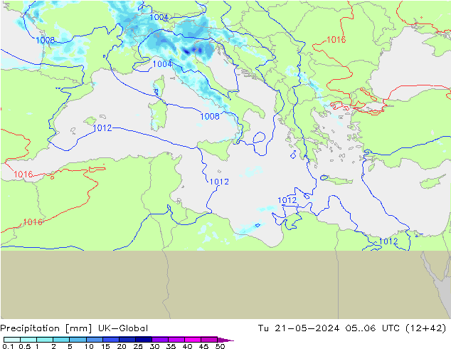 Precipitation UK-Global Tu 21.05.2024 06 UTC