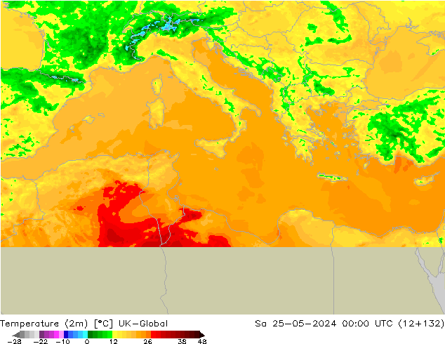 Temperatura (2m) UK-Global sáb 25.05.2024 00 UTC