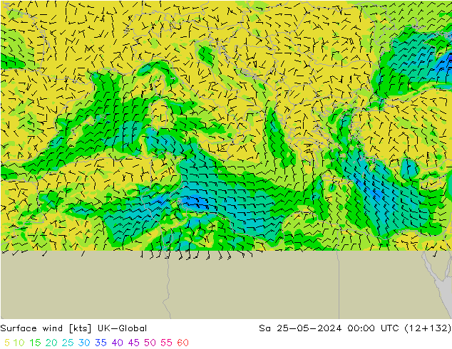 Vento 10 m UK-Global Sáb 25.05.2024 00 UTC