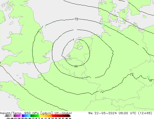 Géop./Temp. 950 hPa UK-Global mer 22.05.2024 06 UTC
