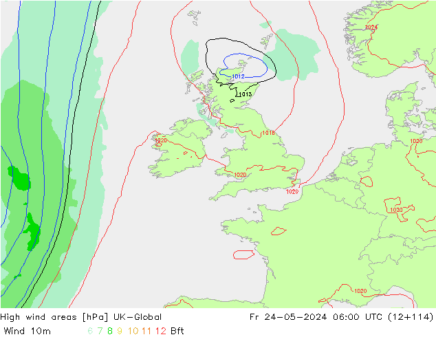 High wind areas UK-Global  24.05.2024 06 UTC