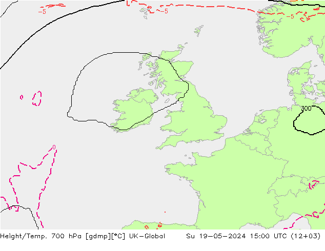 Height/Temp. 700 hPa UK-Global So 19.05.2024 15 UTC