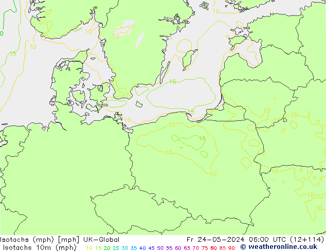 Isotachs (mph) UK-Global ven 24.05.2024 06 UTC