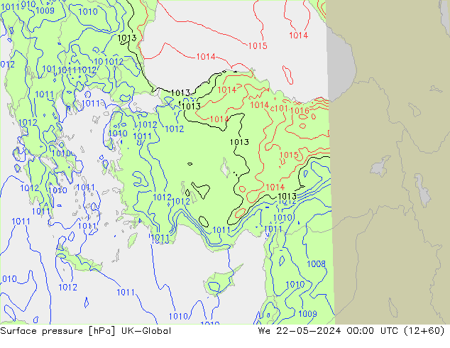 pression de l'air UK-Global mer 22.05.2024 00 UTC