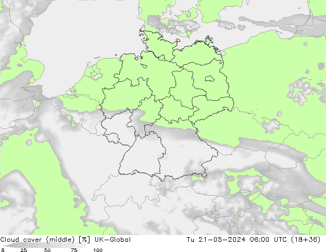 Cloud cover (middle) UK-Global Tu 21.05.2024 06 UTC
