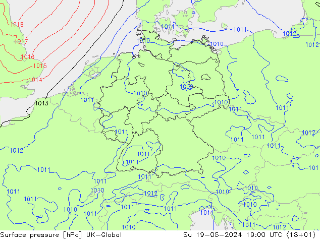 Presión superficial UK-Global dom 19.05.2024 19 UTC