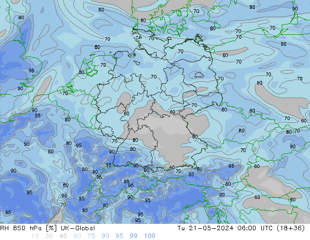 RH 850 hPa UK-Global mar 21.05.2024 06 UTC