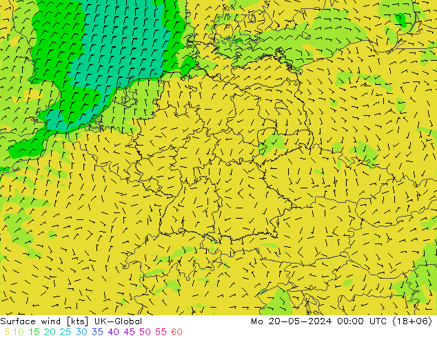 风 10 米 UK-Global 星期一 20.05.2024 00 UTC