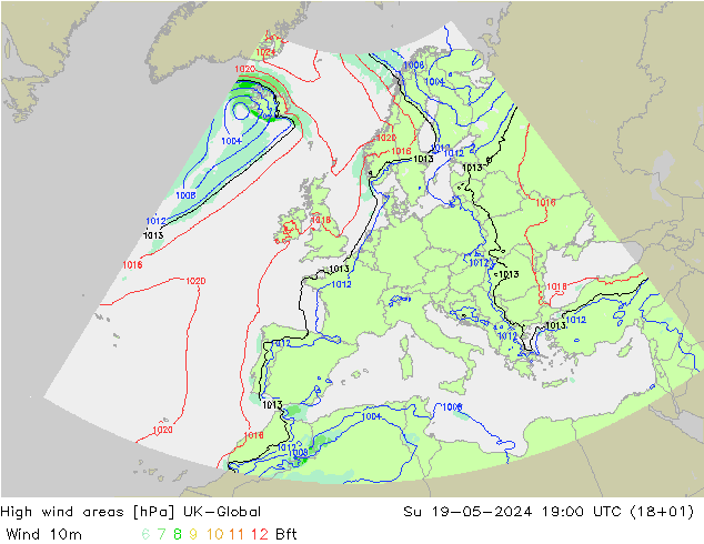 High wind areas UK-Global 星期日 19.05.2024 19 UTC
