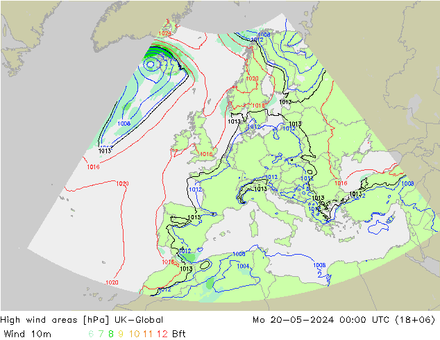 High wind areas UK-Global Mo 20.05.2024 00 UTC