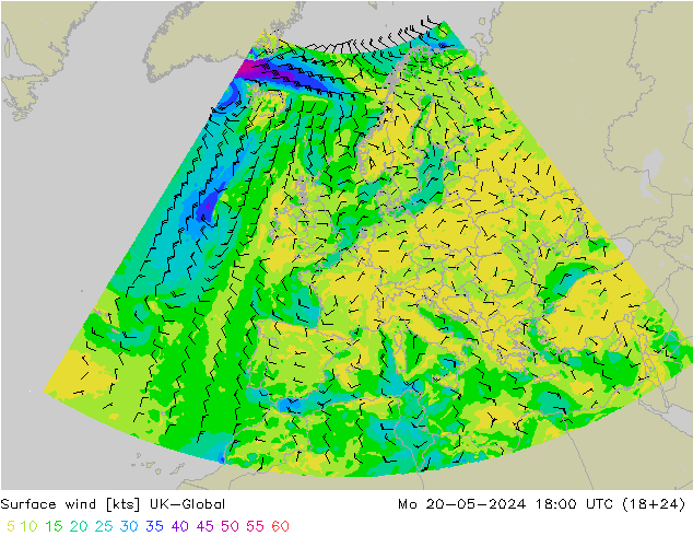 风 10 米 UK-Global 星期一 20.05.2024 18 UTC