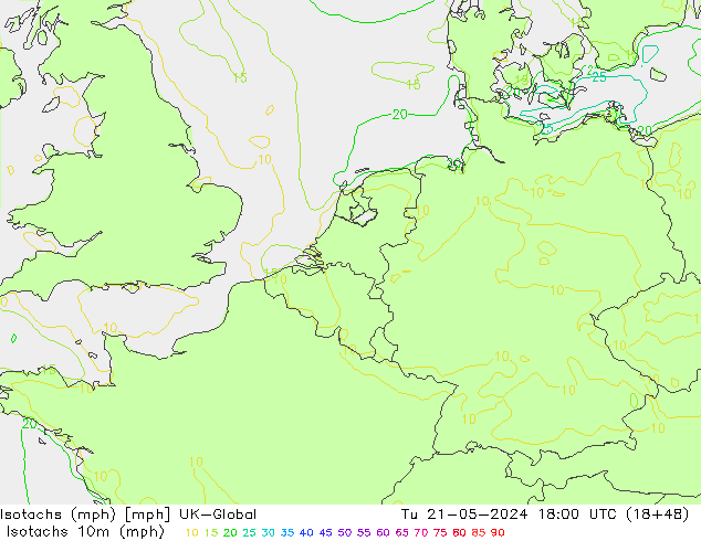 Isotachs (mph) UK-Global Tu 21.05.2024 18 UTC