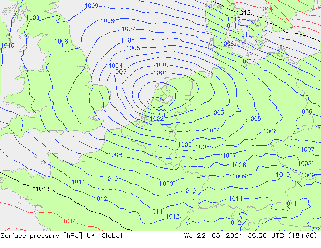 pression de l'air UK-Global mer 22.05.2024 06 UTC
