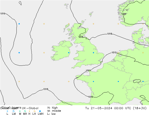 Cloud layer UK-Global Tu 21.05.2024 00 UTC