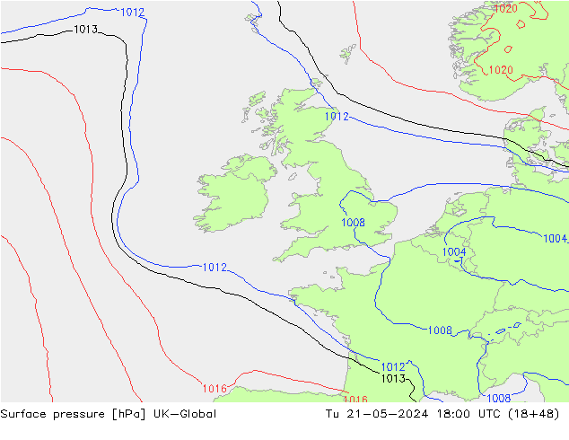 приземное давление UK-Global вт 21.05.2024 18 UTC