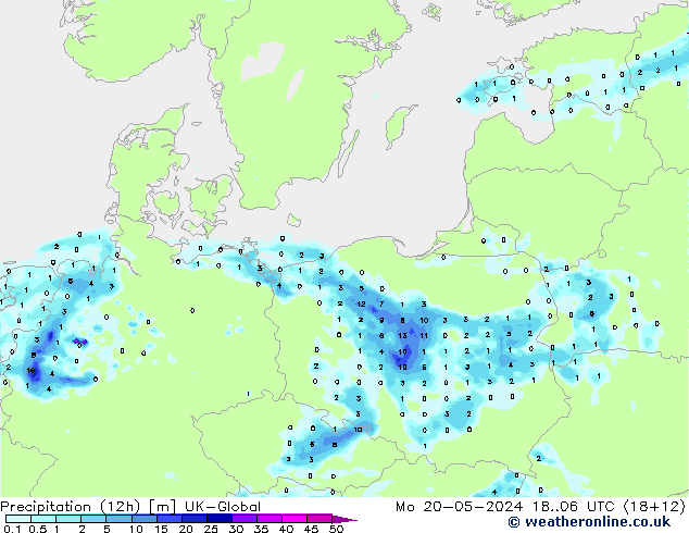 Precipitação (12h) UK-Global Seg 20.05.2024 06 UTC