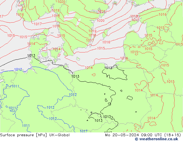 Luchtdruk (Grond) UK-Global ma 20.05.2024 09 UTC