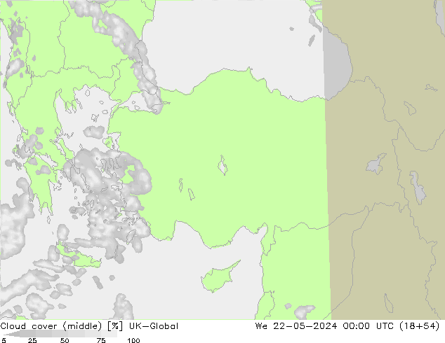 Cloud cover (middle) UK-Global We 22.05.2024 00 UTC