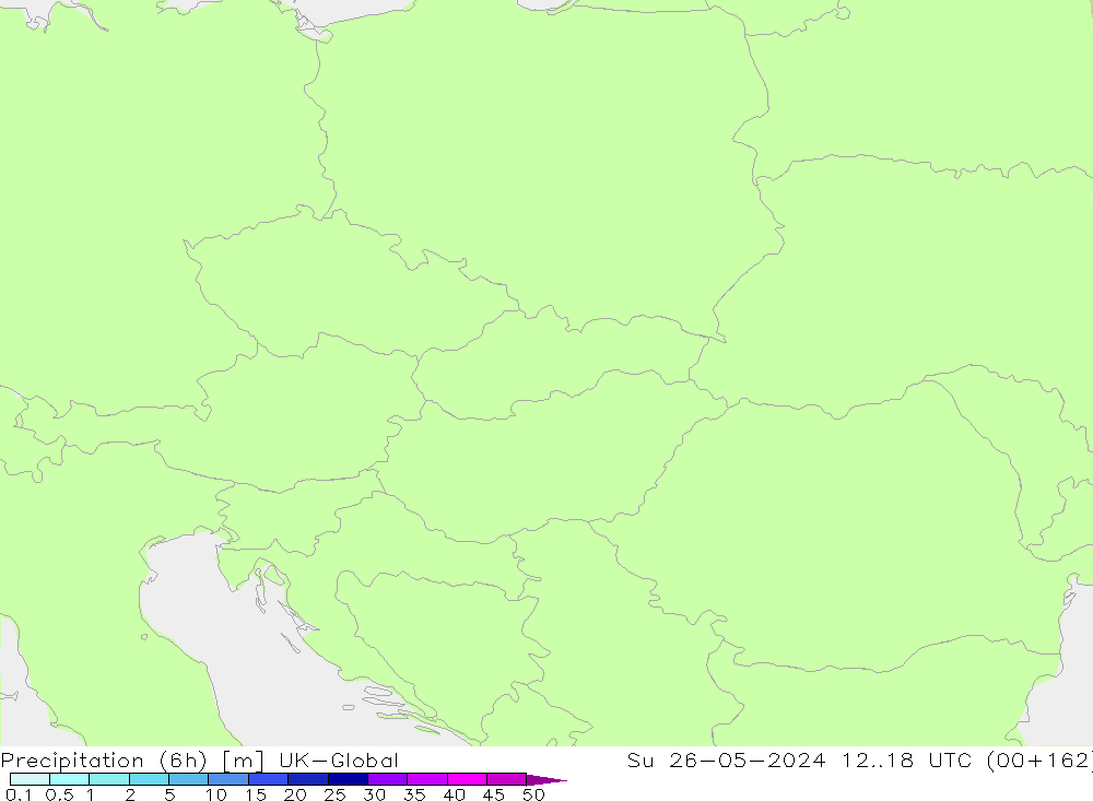 Precipitation (6h) UK-Global Su 26.05.2024 18 UTC