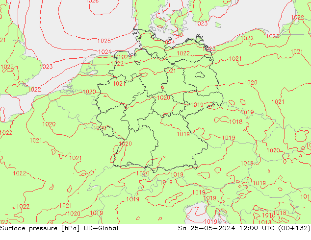 pression de l'air UK-Global sam 25.05.2024 12 UTC