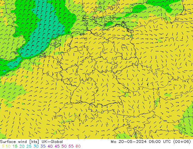 Surface wind UK-Global Mo 20.05.2024 06 UTC