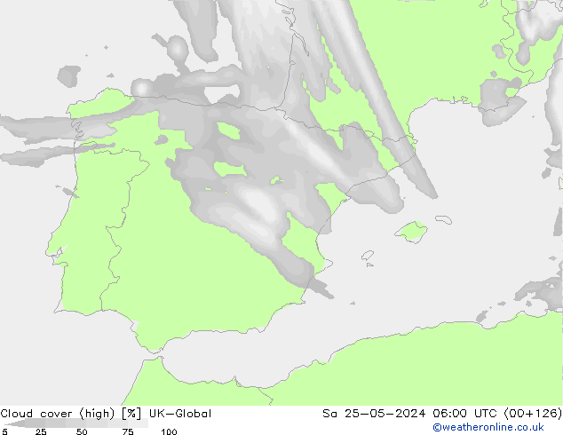 Cloud cover (high) UK-Global Sa 25.05.2024 06 UTC