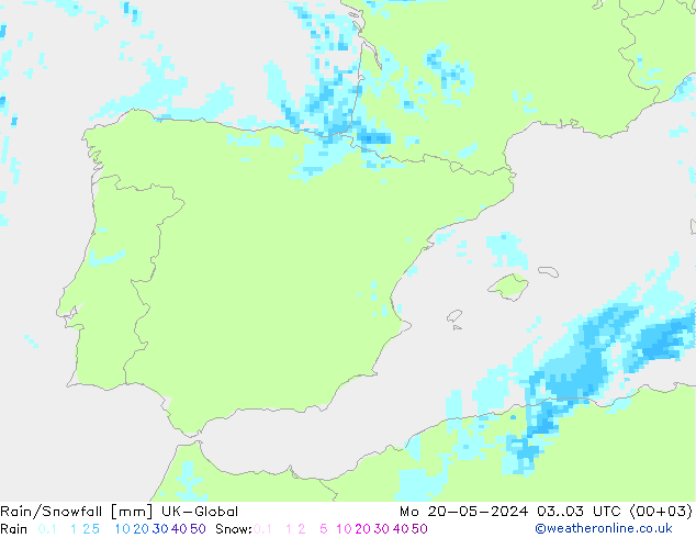 Rain/Snowfall UK-Global Po 20.05.2024 03 UTC