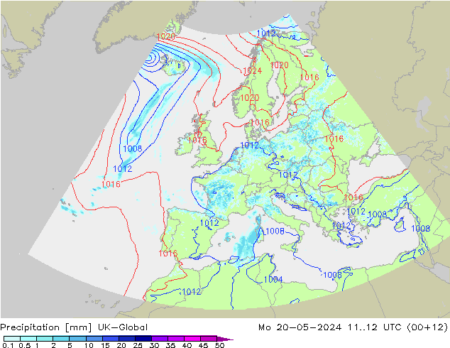 降水 UK-Global 星期一 20.05.2024 12 UTC