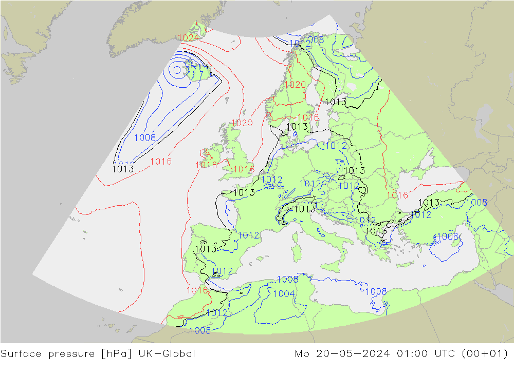 pression de l'air UK-Global lun 20.05.2024 01 UTC