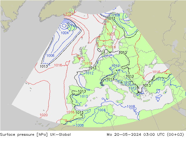 Surface pressure UK-Global Mo 20.05.2024 03 UTC