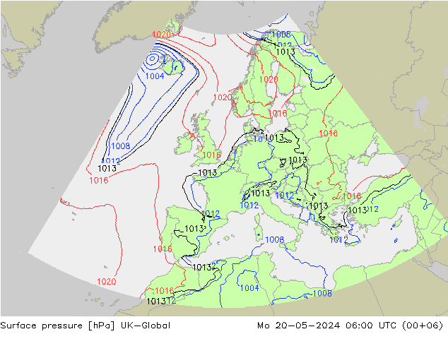 地面气压 UK-Global 星期一 20.05.2024 06 UTC